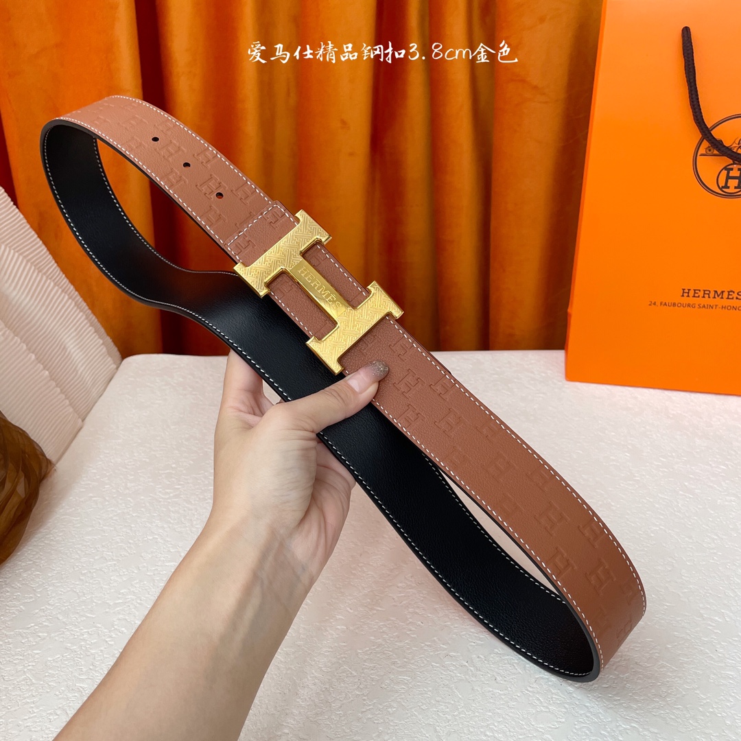 爱马仕Hermes 原单爱马仕宽3.8cm进口原版皮带身双面可两面用