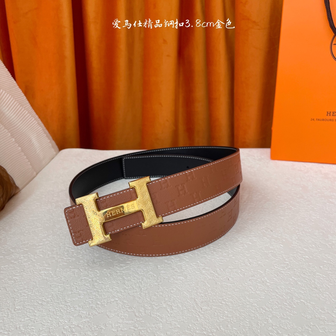 爱马仕Hermes 原单爱马仕宽3.8cm进口原版皮带身双面可两面用
