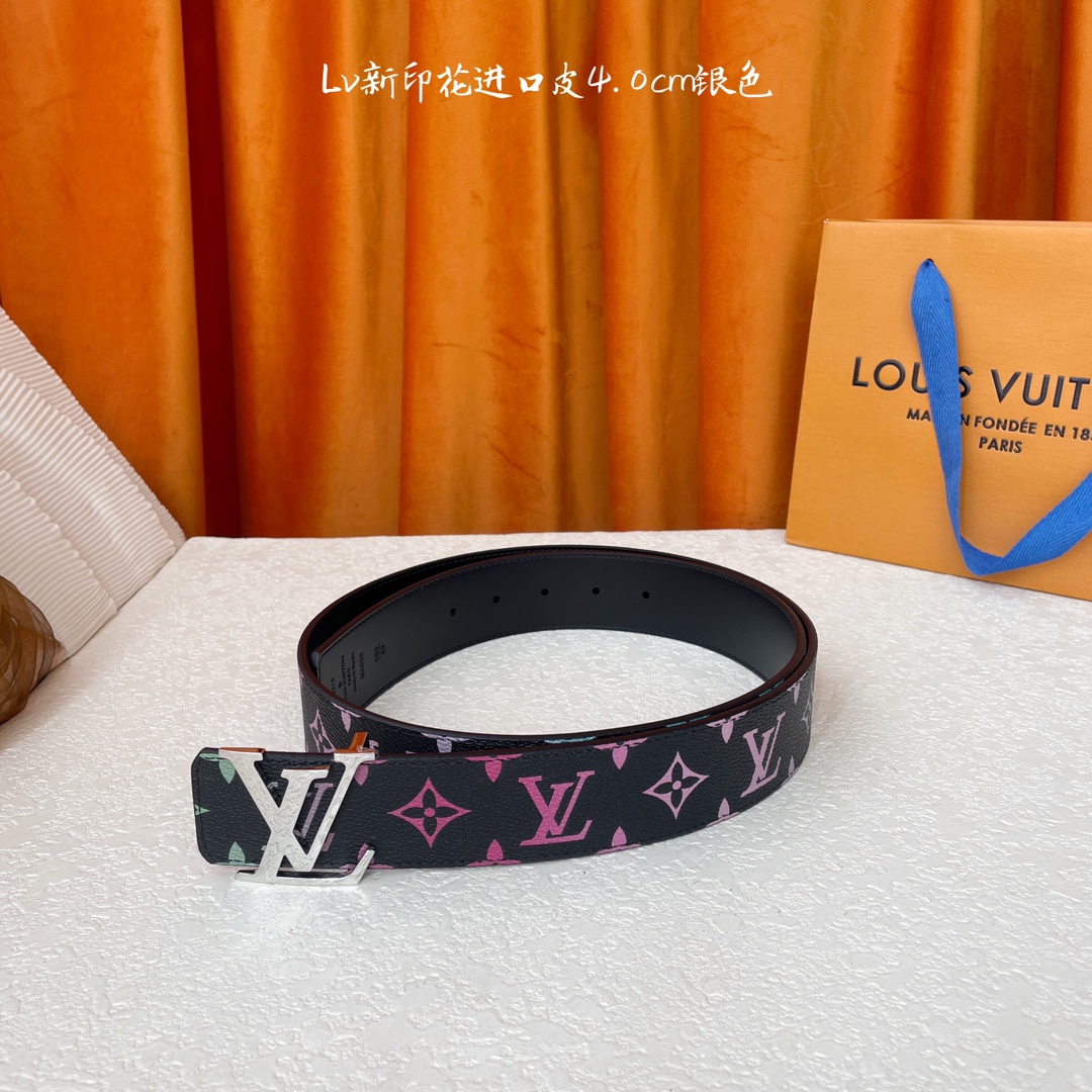 [LV Belts]New printed surface plain leather sole Pair it with the original ori