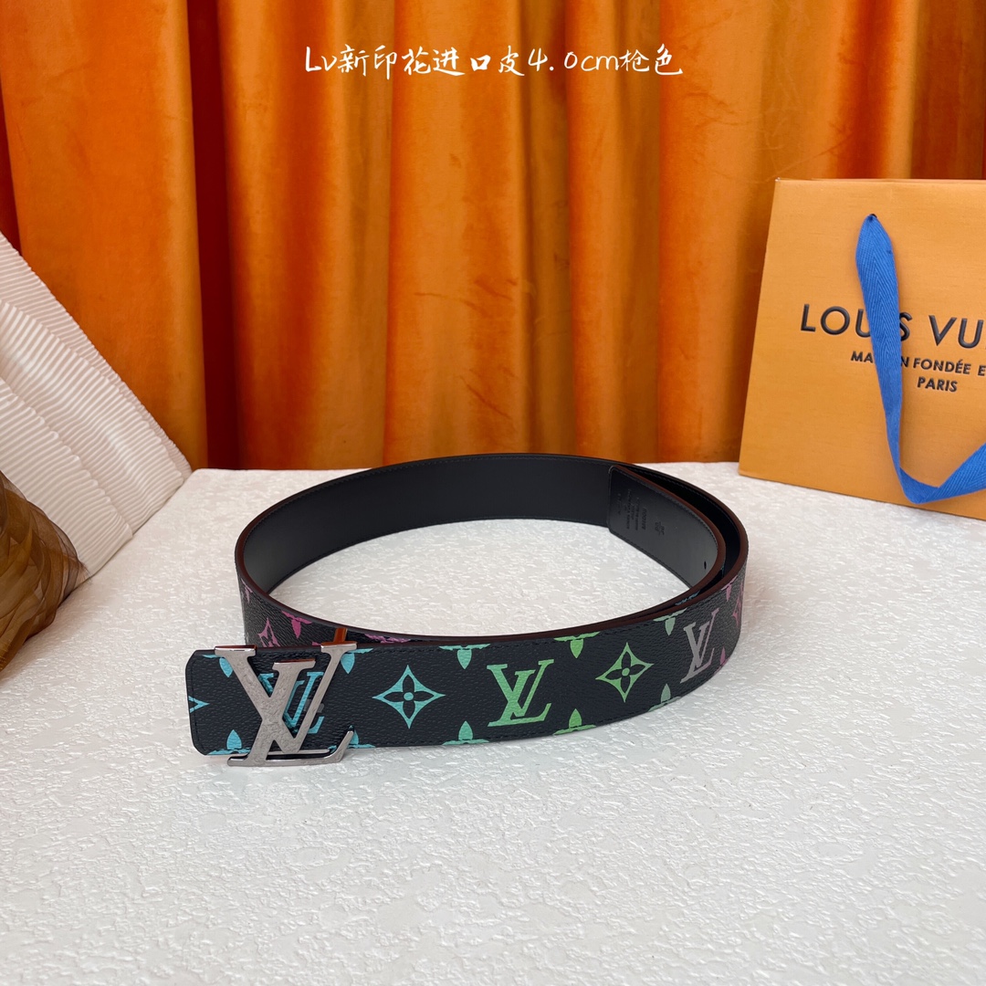 [LV Belts]LV classic original order quality New printed surface plain leather