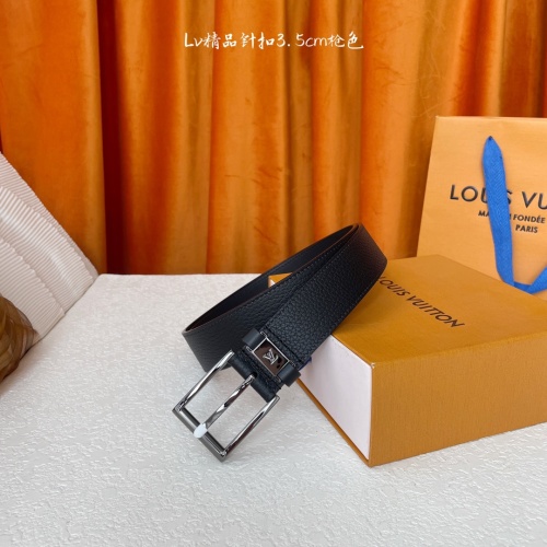 Louis Vuitton Men's Leather Belt, Classic Monogram Buckle, 3.5cm Width