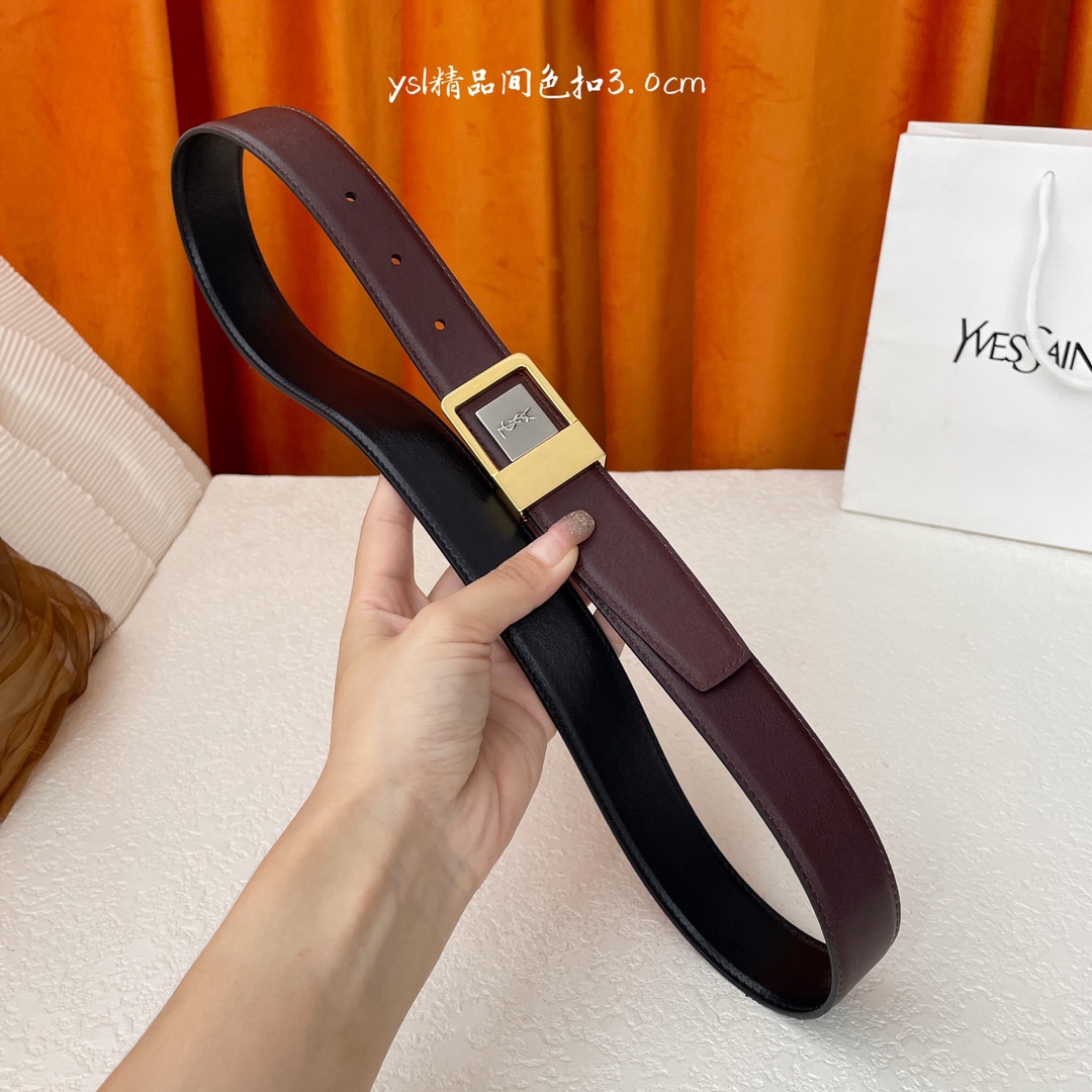 圣罗兰YSL顶级平纹小牛皮软腰带裙裤两用 休闲百搭
