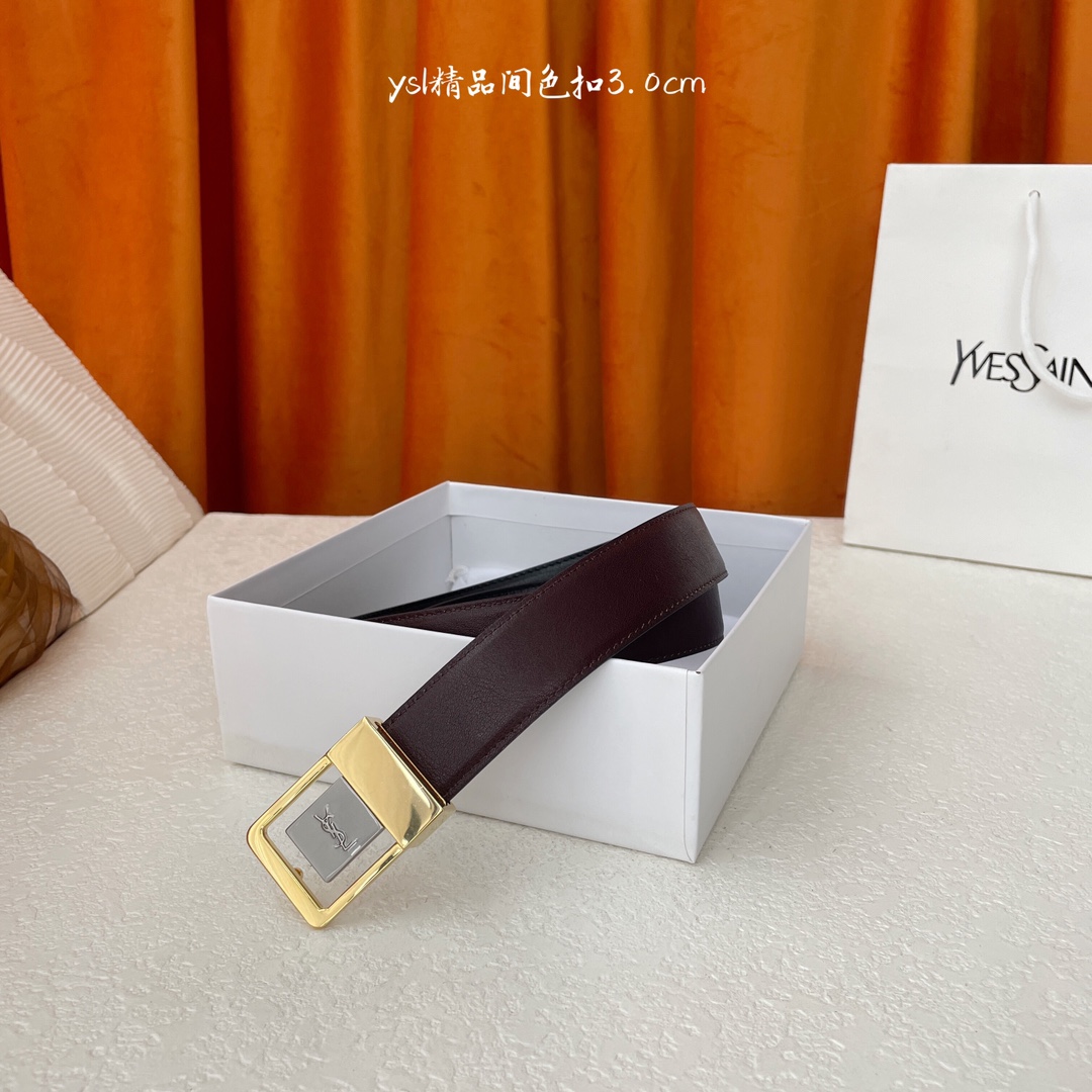 圣罗兰YSL顶级平纹小牛皮软腰带裙裤两用 休闲百搭