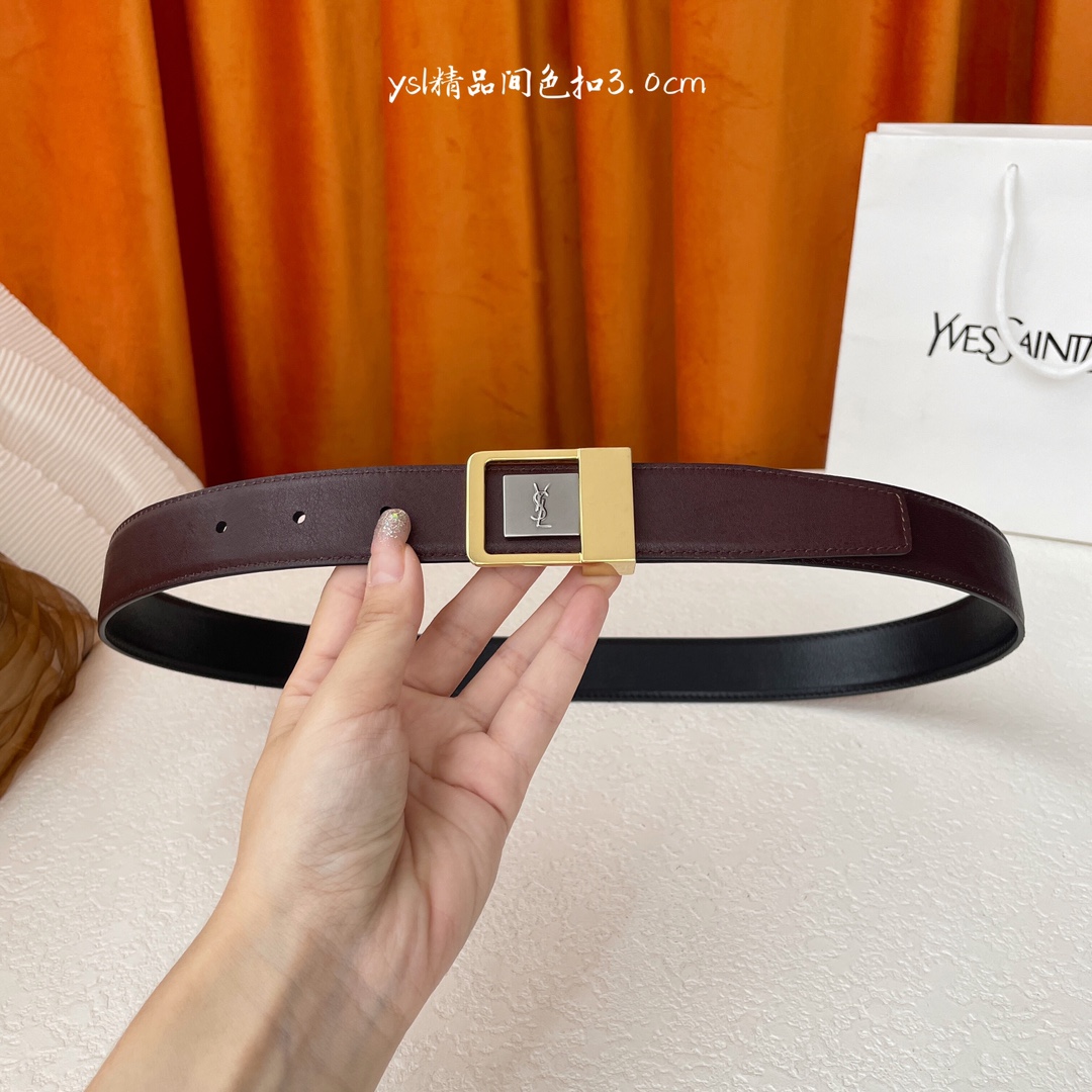 圣罗兰YSL顶级平纹小牛皮软腰带裙裤两用 休闲百搭