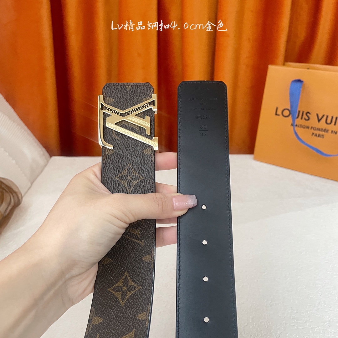  🆕Louis Vuitton㊣ 新款, 纯钢五金，原单精品小牛皮，搭配精品钢扣，宽4.0cm。