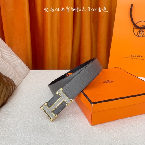 Hermes Men's Leather Belt with H Buckle, 3.8cm Width 1 Hermes Men's Leather Belt with H Buckle, 3.8cm Width