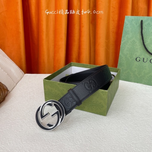 Gucci Italian Leather Embossed Belt with Copper Buckle - 4.0cm Width 1 Gucci Italian Leather Embossed Belt with Copper Buckle - 4.0cm Width