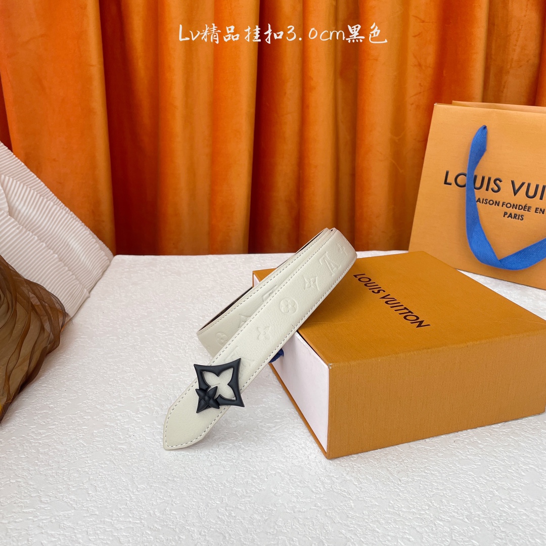 Cinturón Louis Vuitton de Piel con Logotipo en Relieve y Hebilla de Diseño
