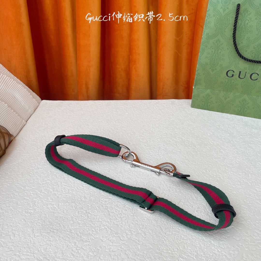   Gucci 新款织带 可调节可伸缩 精品五金 宽2.5Cm  潮流大方 时尚百搭 码数：S M L