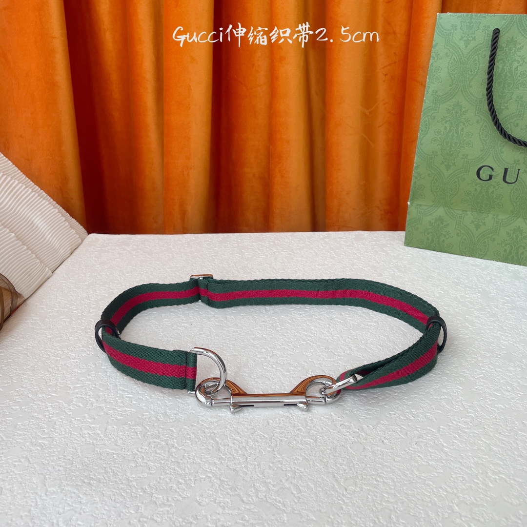   Gucci 新款织带 可调节可伸缩 精品五金 宽2.5Cm  潮流大方 时尚百搭 码数：S M L