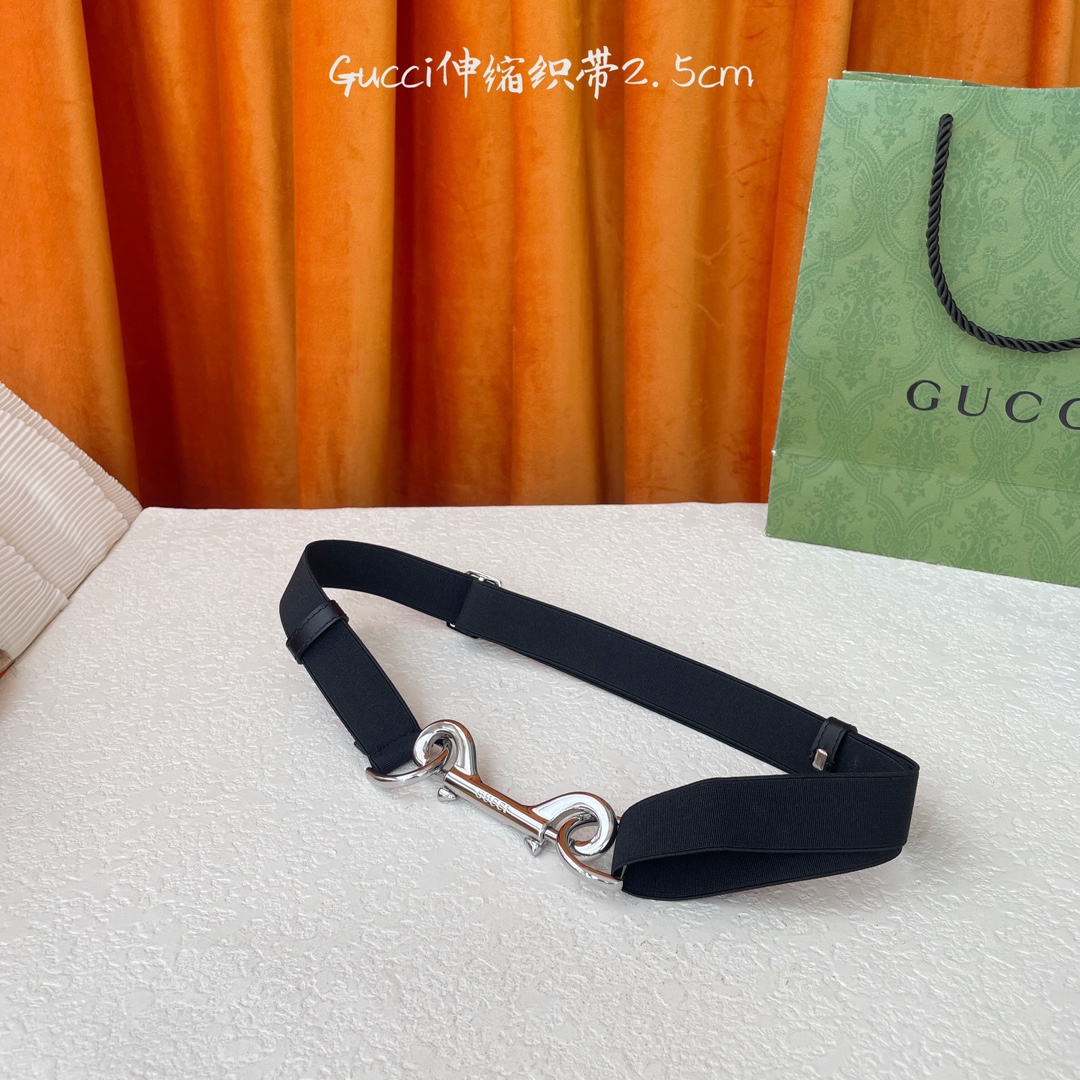   Gucci 新款织带 可调节可伸缩 精品五金 宽2.5Cm  潮流大方 时尚百搭 码数：S M L
