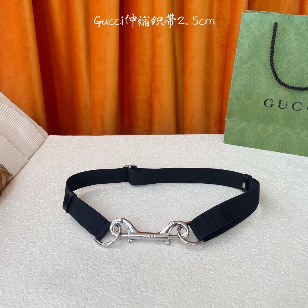   Gucci 新款织带 可调节可伸缩 精品五金 宽2.5Cm  潮流大方 时尚百搭 码数：S M L