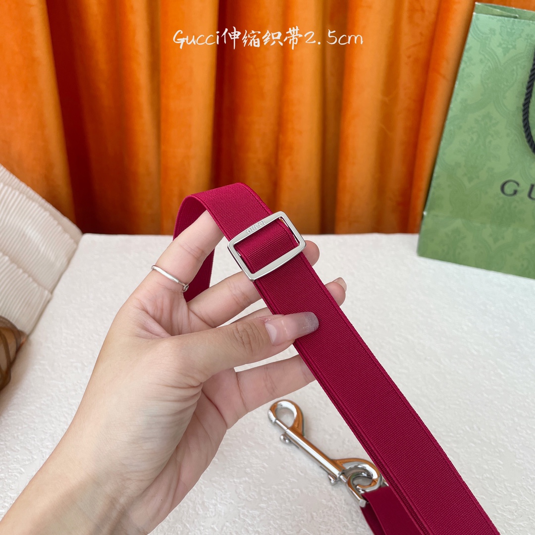   Gucci 新款织带 可调节可伸缩 精品五金 宽2.5Cm  潮流大方 时尚百搭 码数：S M L