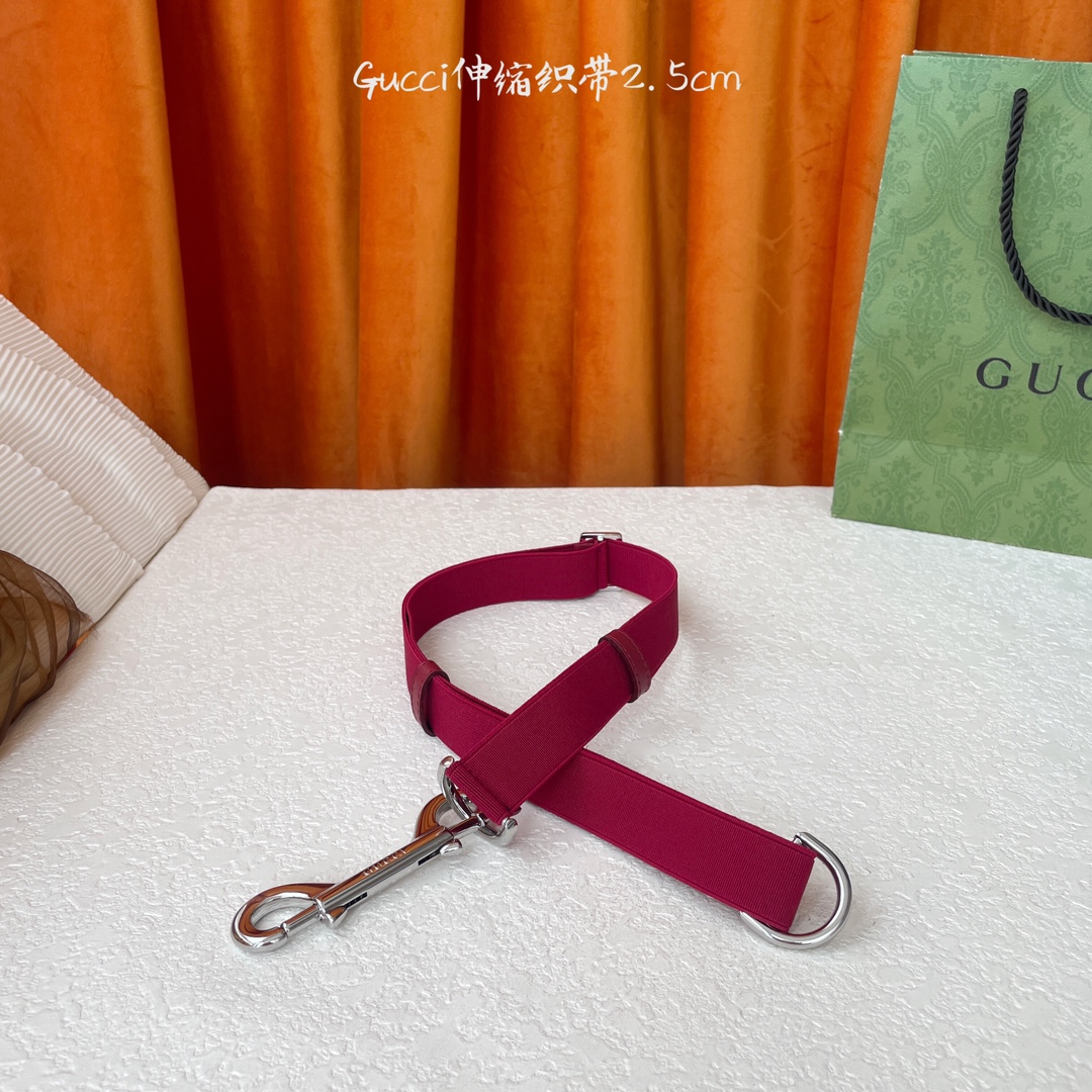  Gucci 新款织带 可调节可伸缩 精品五金 宽2.5Cm  潮流大方 时尚百搭 码数：S M L