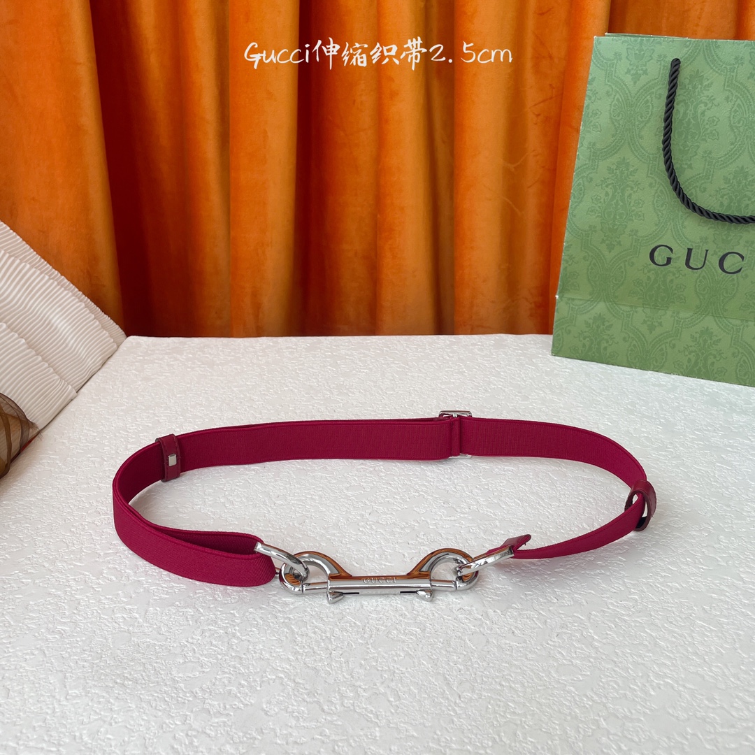   Gucci 新款织带 可调节可伸缩 精品五金 宽2.5Cm  潮流大方 时尚百搭 码数：S M L