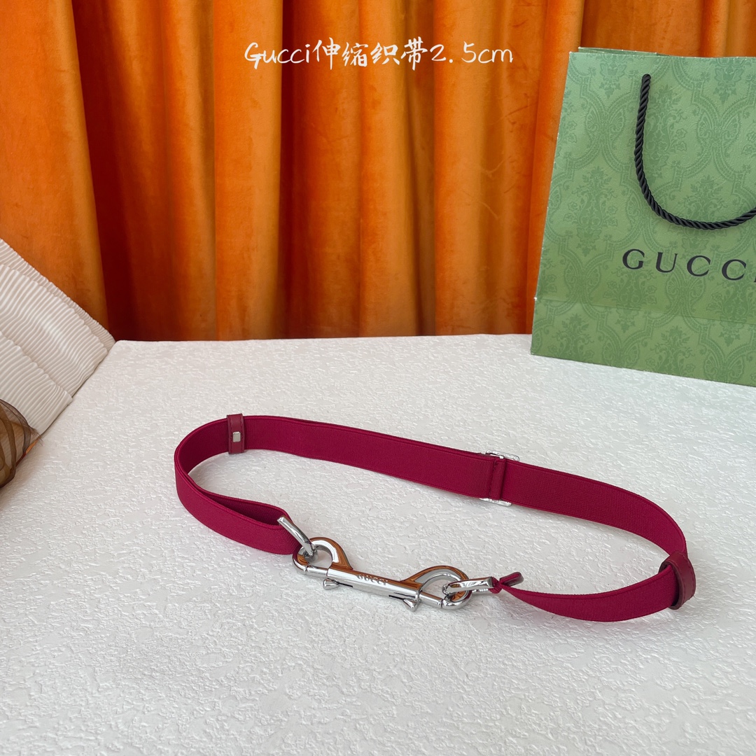   Gucci 新款织带 可调节可伸缩 精品五金 宽2.5Cm  潮流大方 时尚百搭 码数：S M L