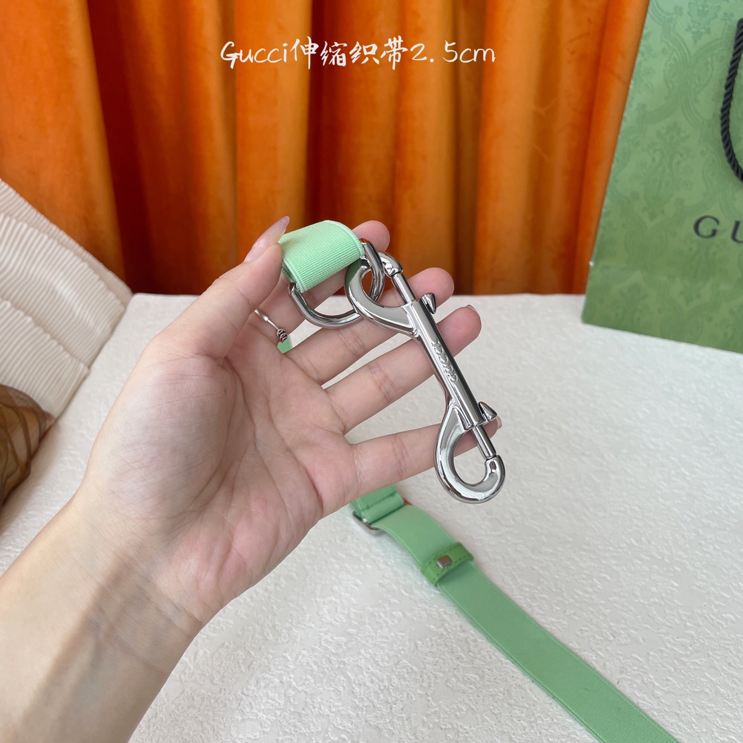   Gucci 新款织带 可调节可伸缩 精品五金 宽2.5Cm  潮流大方 时尚百搭 码数：S M L