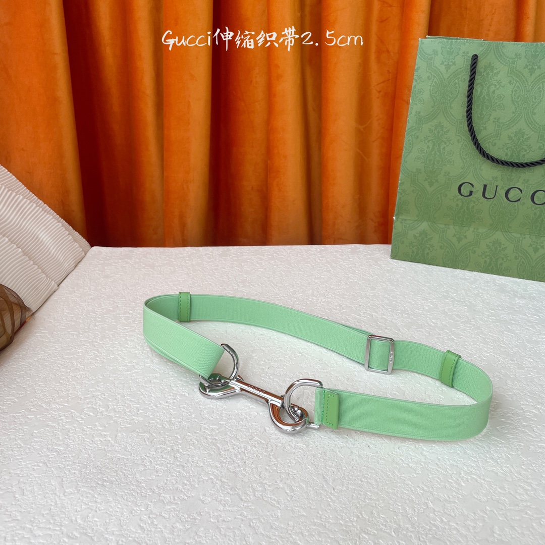   Gucci 新款织带 可调节可伸缩 精品五金 宽2.5Cm  潮流大方 时尚百搭 码数：S M L