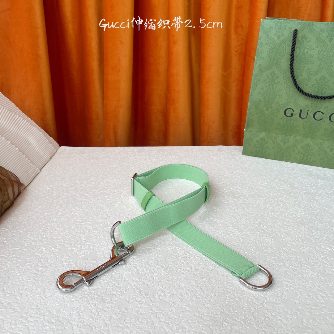   Gucci 新款织带 可调节可伸缩 精品五金 宽2.5Cm  潮流大方 时尚百搭 码数：S M L