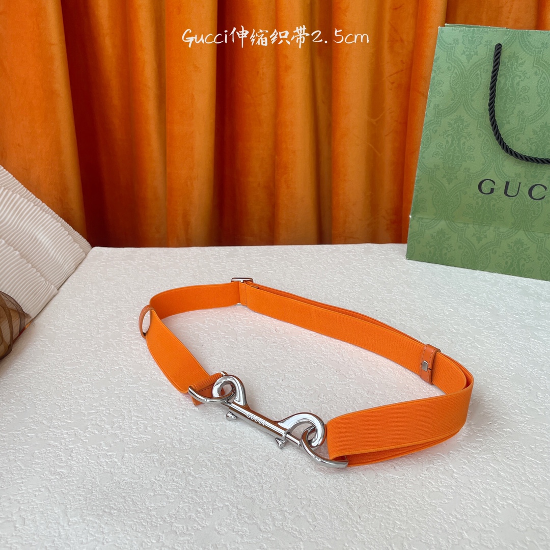   Gucci 新款织带 可调节可伸缩 精品五金 宽2.5Cm  潮流大方 时尚百搭 码数：S M L