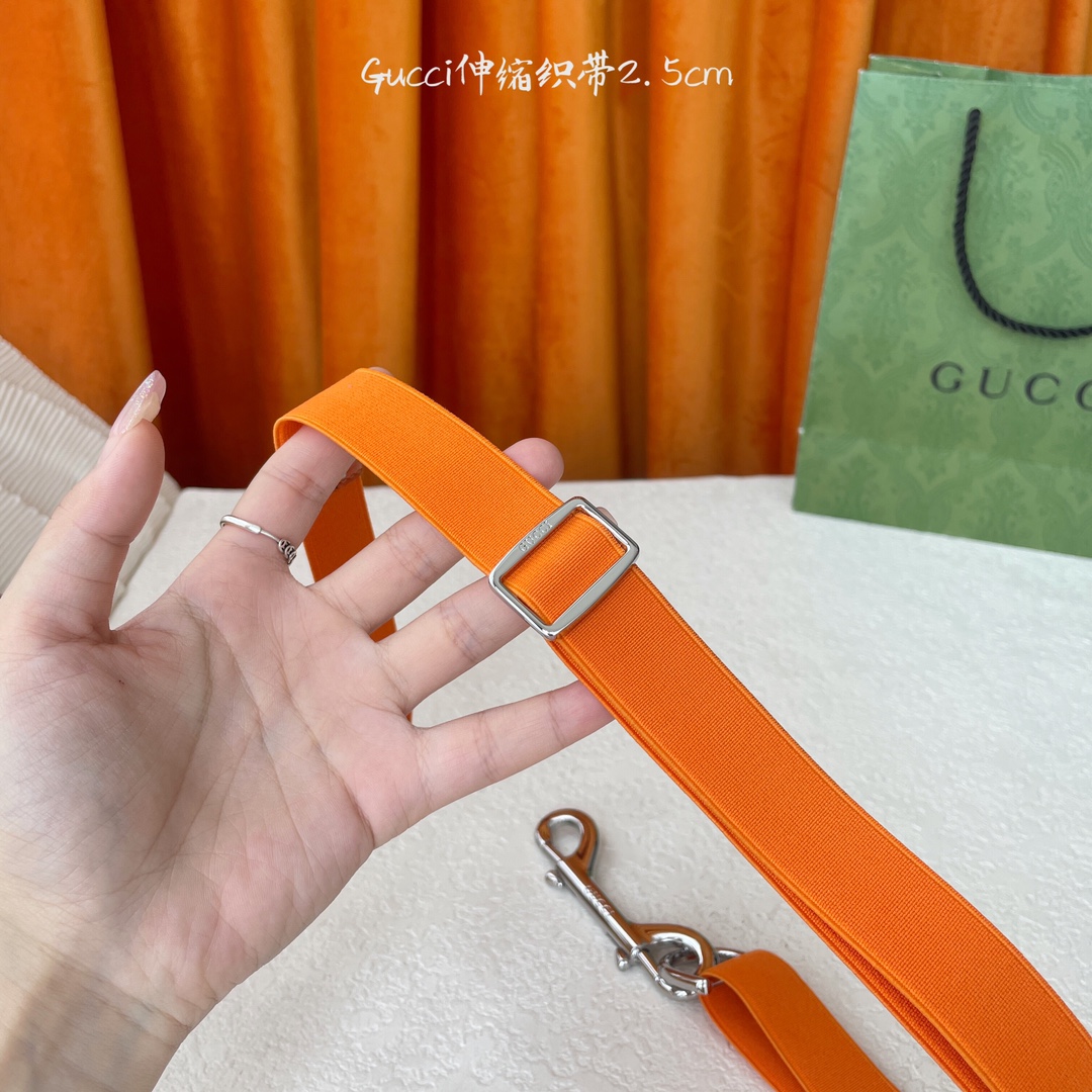   Gucci 新款织带 可调节可伸缩 精品五金 宽2.5Cm  潮流大方 时尚百搭 码数：S M L
