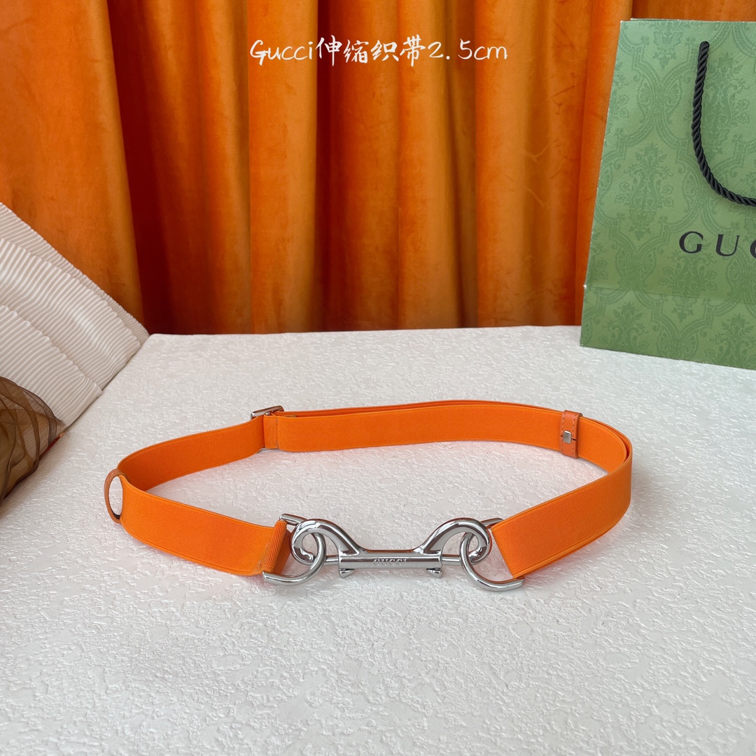   Gucci 新款织带 可调节可伸缩 精品五金 宽2.5Cm  潮流大方 时尚百搭 码数：S M L