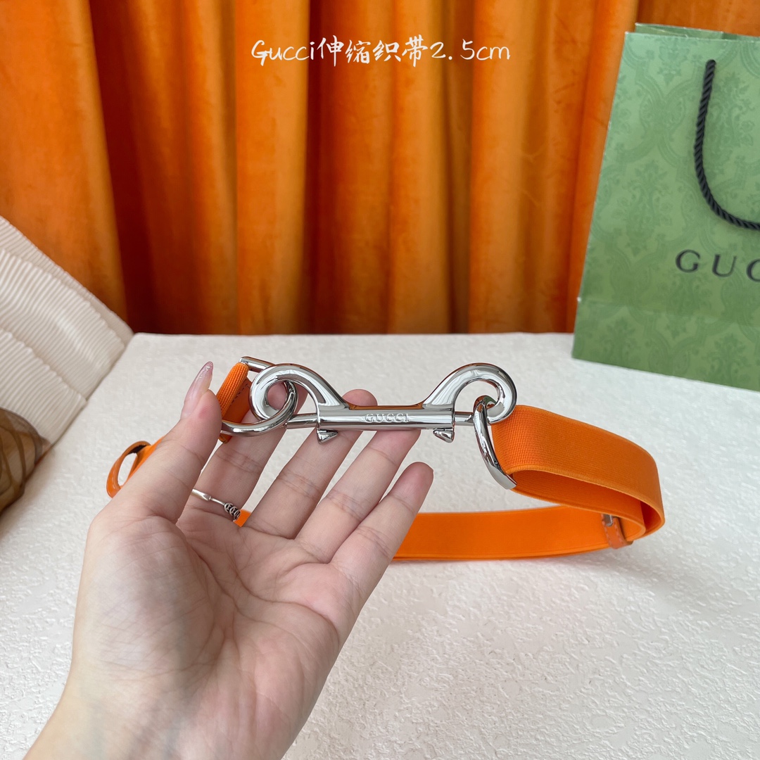   Gucci 新款织带 可调节可伸缩 精品五金 宽2.5Cm  潮流大方 时尚百搭 码数：S M L
