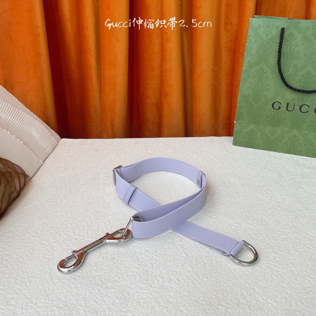   Gucci 新款织带 可调节可伸缩 精品五金 宽2.5Cm  潮流大方 时尚百搭 码数：S M L