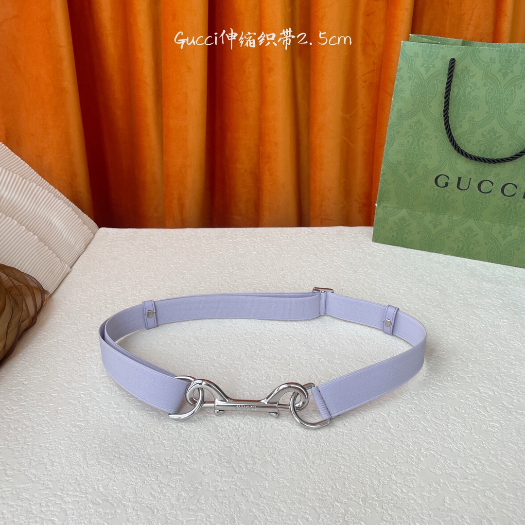   Gucci 新款织带 可调节可伸缩 精品五金 宽2.5Cm  潮流大方 时尚百搭 码数：S M L