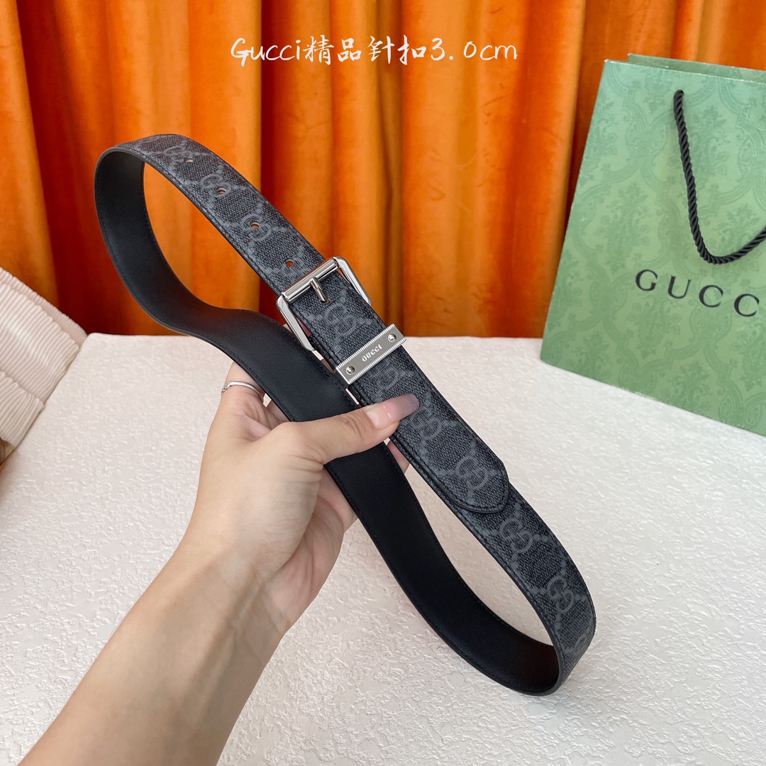   Gucci 新款针扣 搭配原版皮底 品牌logo戒指 宽3.0Cm  经典永不过时款 潮流大方 时尚