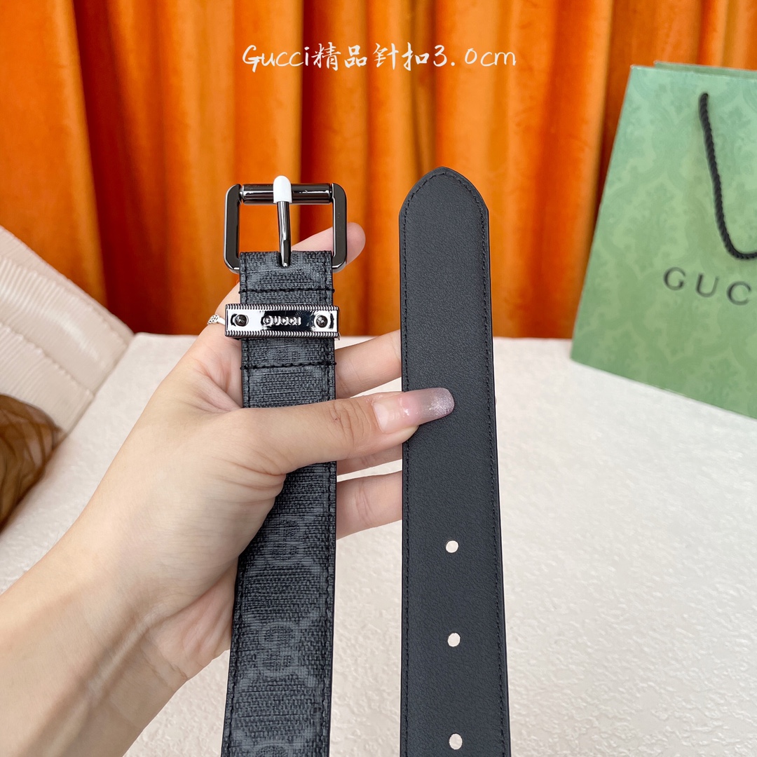   Gucci 新款针扣 搭配原版皮底 品牌logo戒指 宽3.0Cm  经典永不过时款 潮流大方 时尚