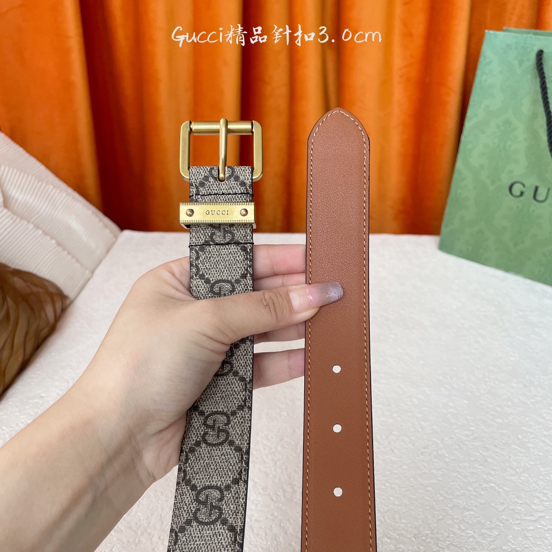   Gucci 新款针扣 搭配原版皮底 品牌logo戒指 宽3.0Cm  经典永不过时款 潮流大方 时尚