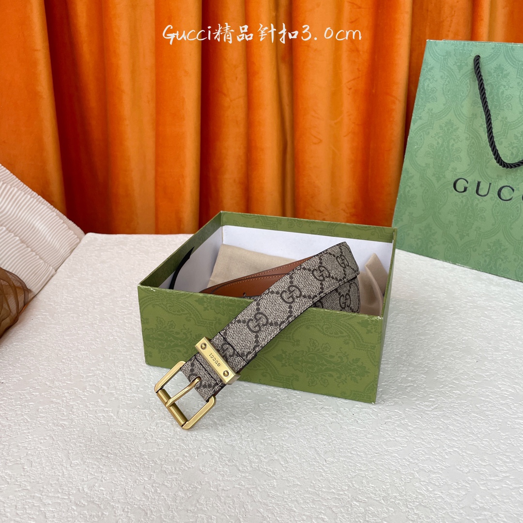   Gucci 新款针扣 搭配原版皮底 品牌logo戒指 宽3.0Cm  经典永不过时款 潮流大方 时尚