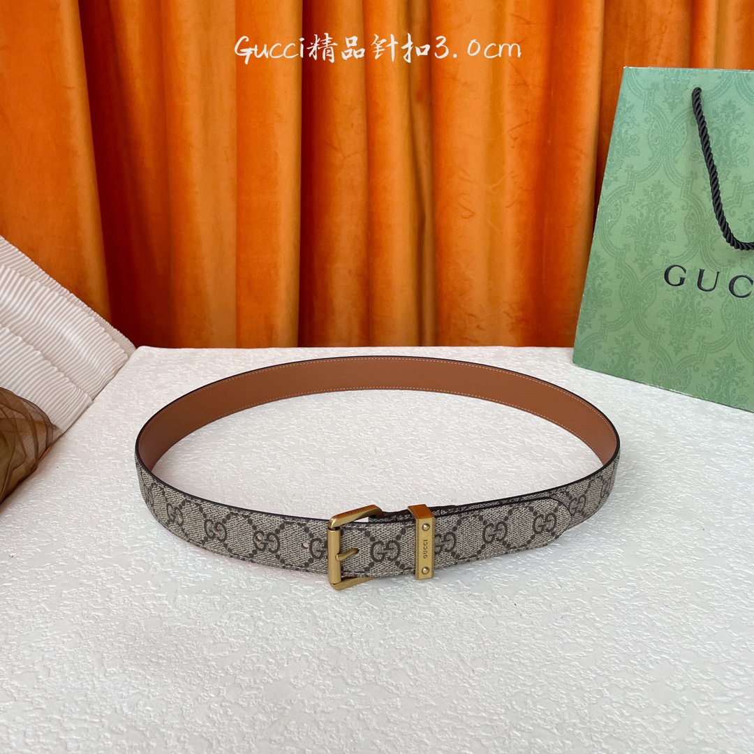   Gucci 新款针扣 搭配原版皮底 品牌logo戒指 宽3.0Cm  经典永不过时款 潮流大方 时尚