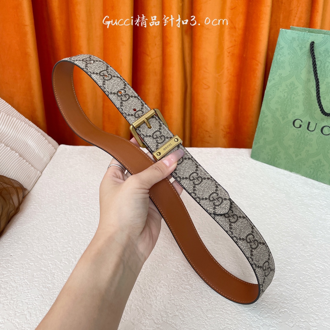   Gucci 新款针扣 搭配原版皮底 品牌logo戒指 宽3.0Cm  经典永不过时款 潮流大方 时尚