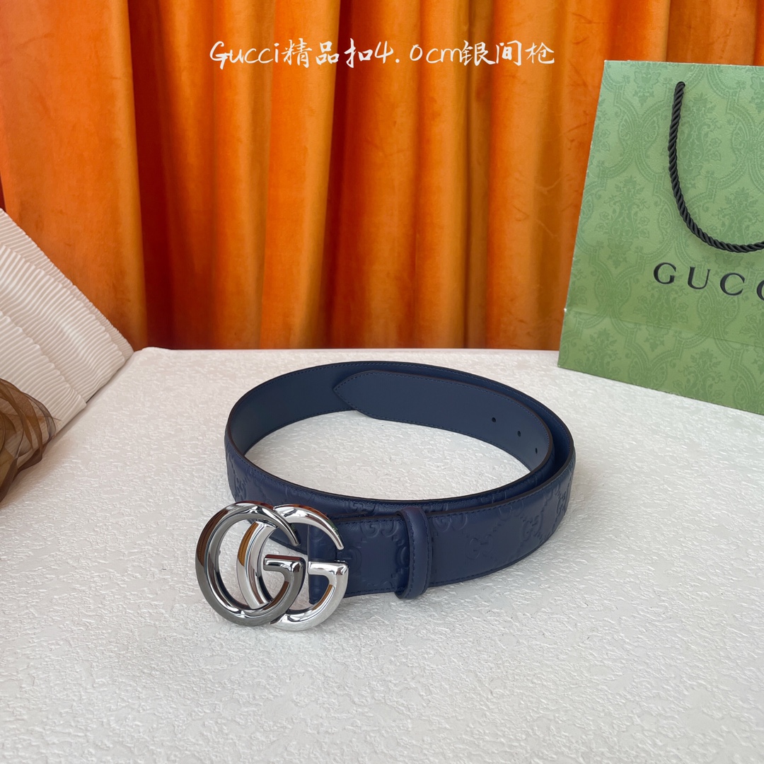 Gucci 经典压花皮 搭配原版皮底 精品铜扣 宽4.0Cm