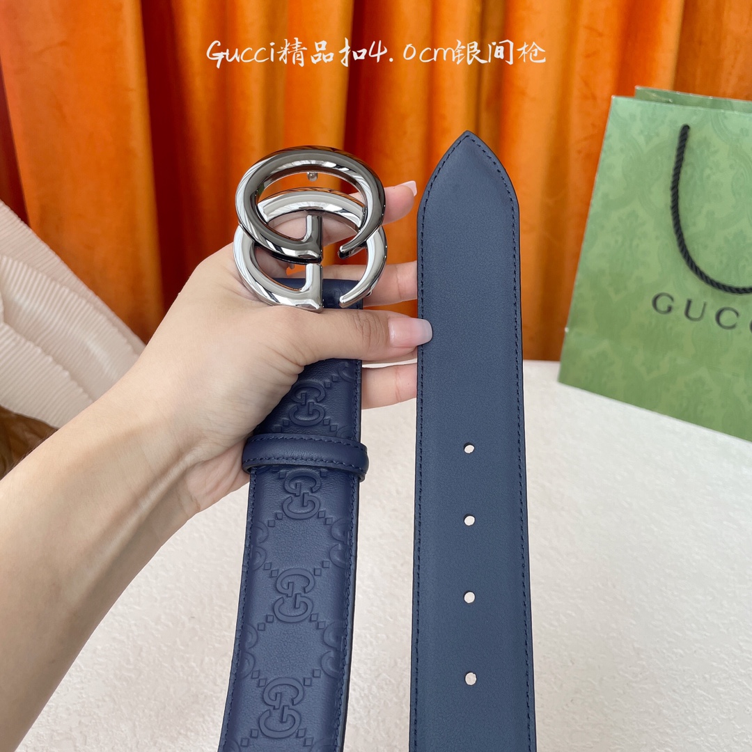 Gucci 经典压花皮 搭配原版皮底 精品铜扣 宽4.0Cm