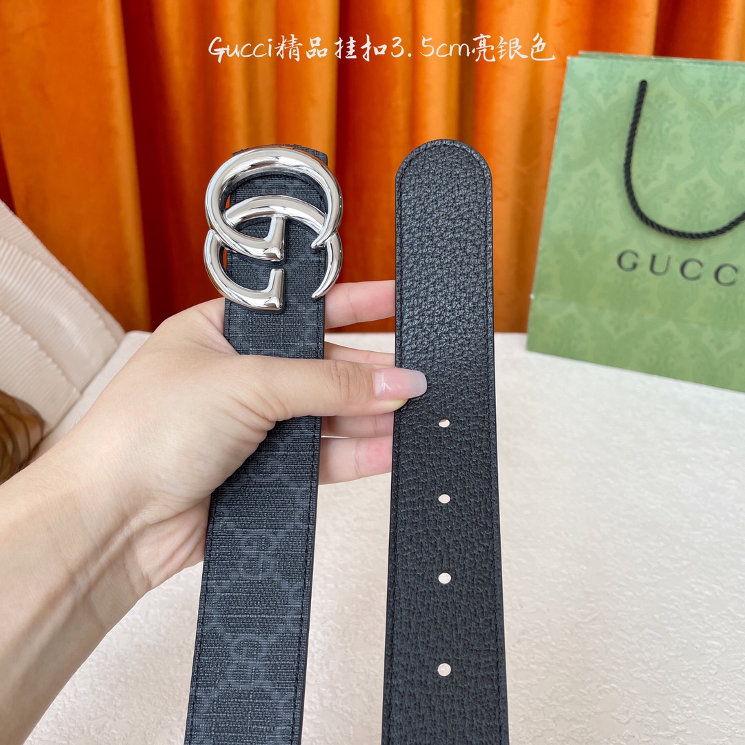   Gucci 经典款Pvc印花面 搭配原版猪皮纹皮底 精品挂扣 宽3.5Cm  经典永不过时款 潮流大