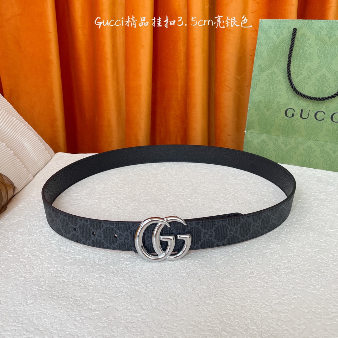  Gucci 经典款Pvc印花面 搭配原版猪皮纹皮底 精品挂扣 宽3.5Cm  经典永不过时款 潮流大