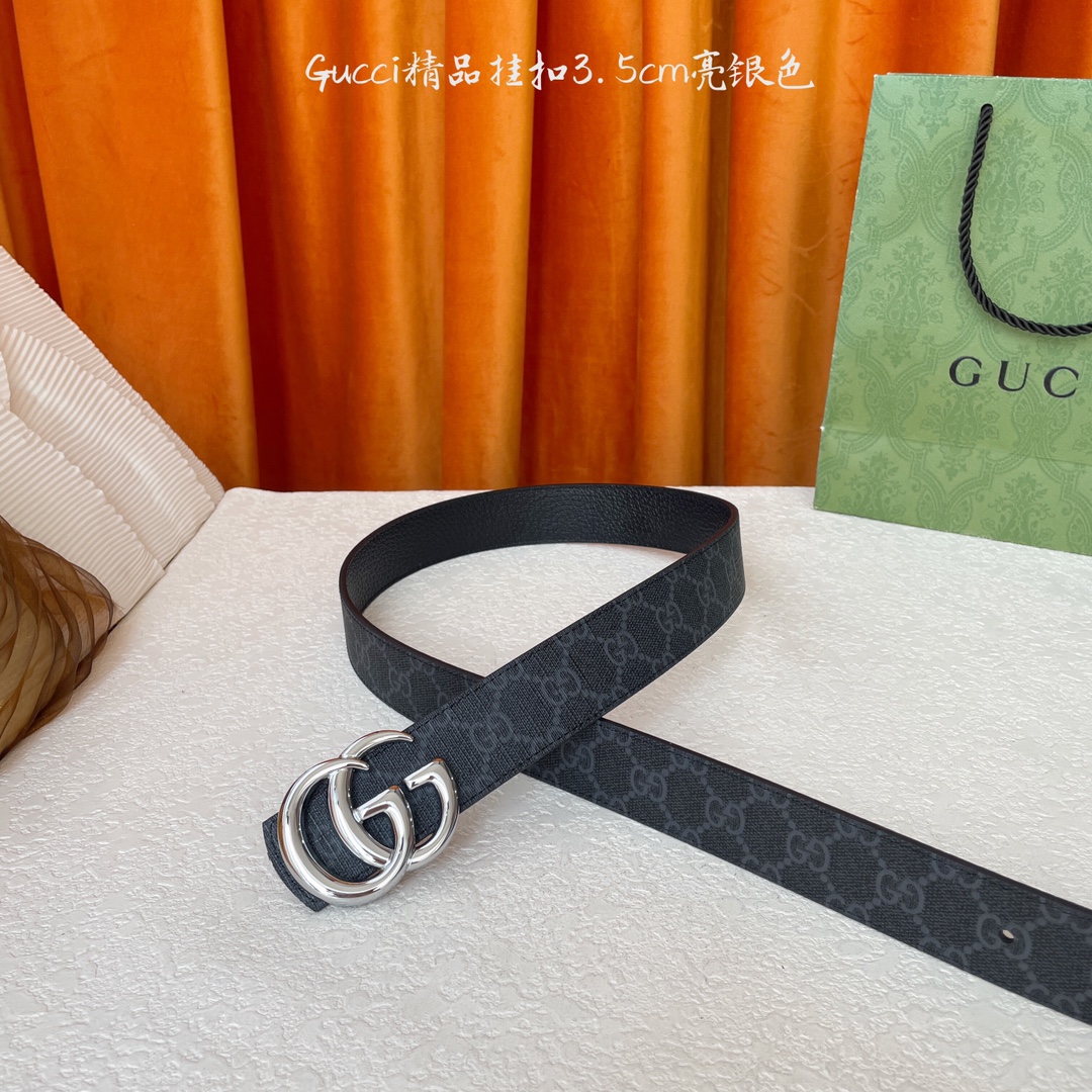   Gucci 经典款Pvc印花面 搭配原版猪皮纹皮底 精品挂扣 宽3.5Cm  经典永不过时款 潮流大