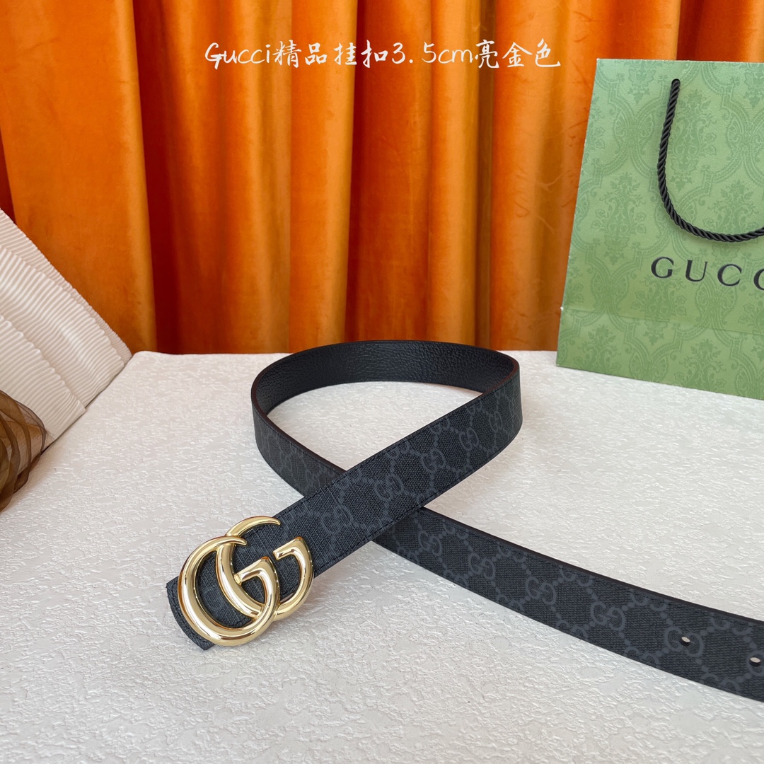   Gucci 经典款Pvc印花面 搭配原版猪皮纹皮底 精品挂扣 宽3.5Cm  经典永不过时款 潮流大