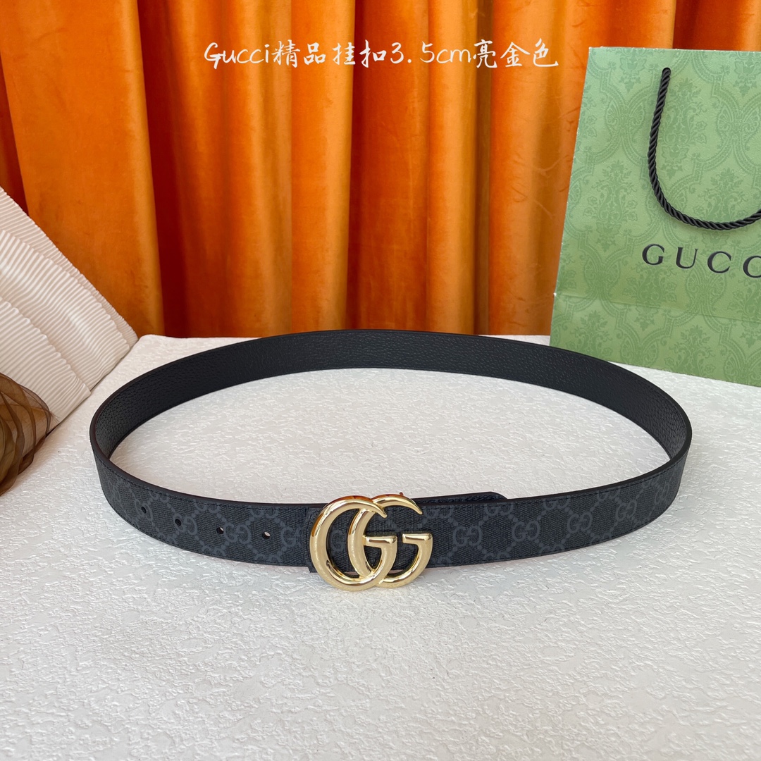   Gucci 经典款Pvc印花面 搭配原版猪皮纹皮底 精品挂扣 宽3.5Cm  经典永不过时款 潮流大
