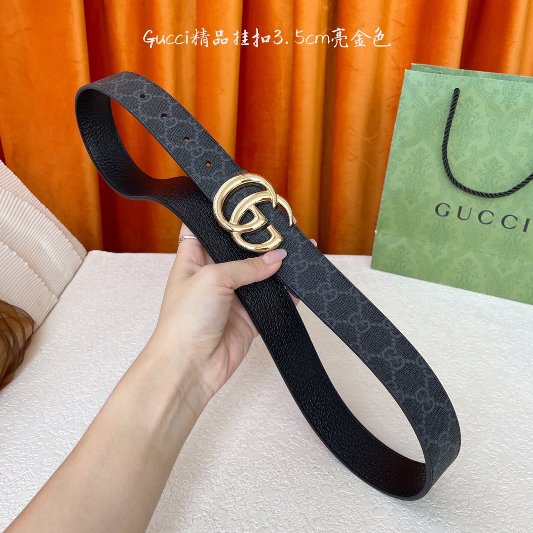   Gucci 经典款Pvc印花面 搭配原版猪皮纹皮底 精品挂扣 宽3.5Cm  经典永不过时款 潮流大