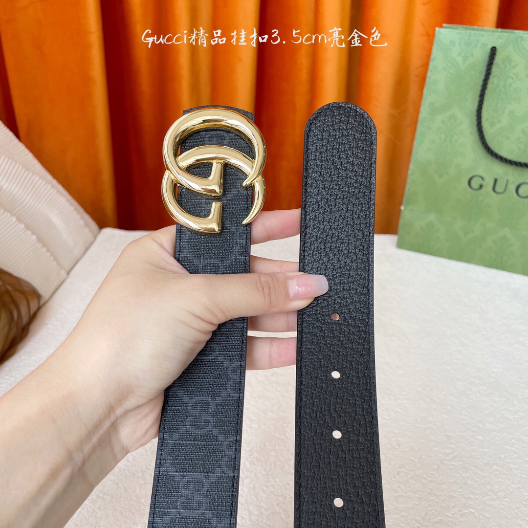   Gucci 经典款Pvc印花面 搭配原版猪皮纹皮底 精品挂扣 宽3.5Cm  经典永不过时款 潮流大