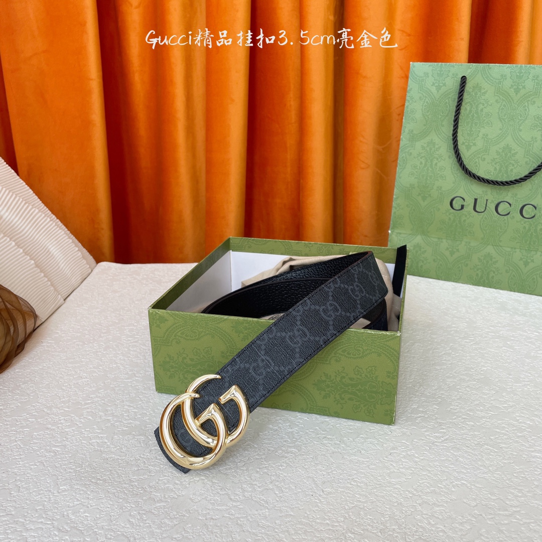   Gucci 经典款Pvc印花面 搭配原版猪皮纹皮底 精品挂扣 宽3.5Cm  经典永不过时款 潮流大