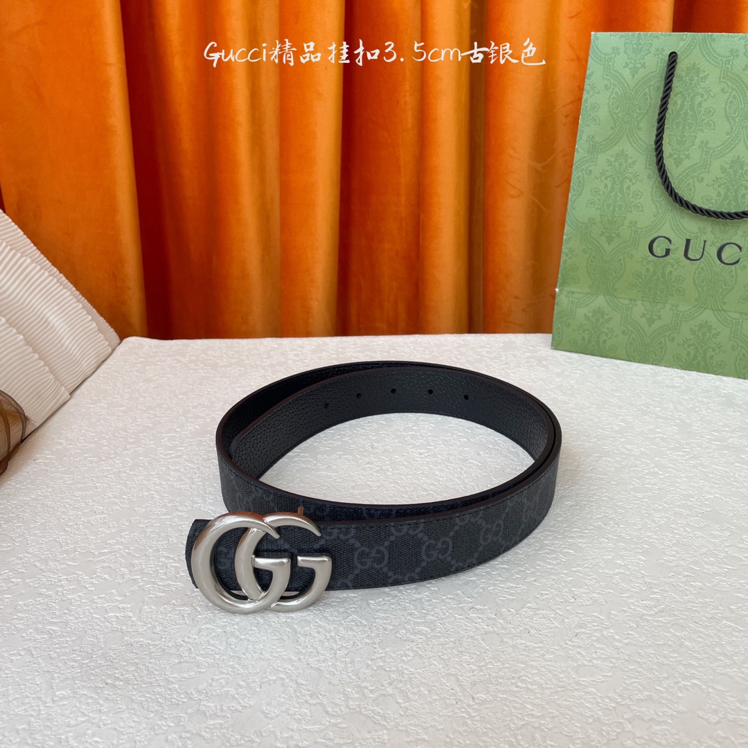  Gucci 经典款Pvc印花面 搭配原版猪皮纹皮底 精品挂扣 宽3.5Cm  经典永不过时款 潮流大