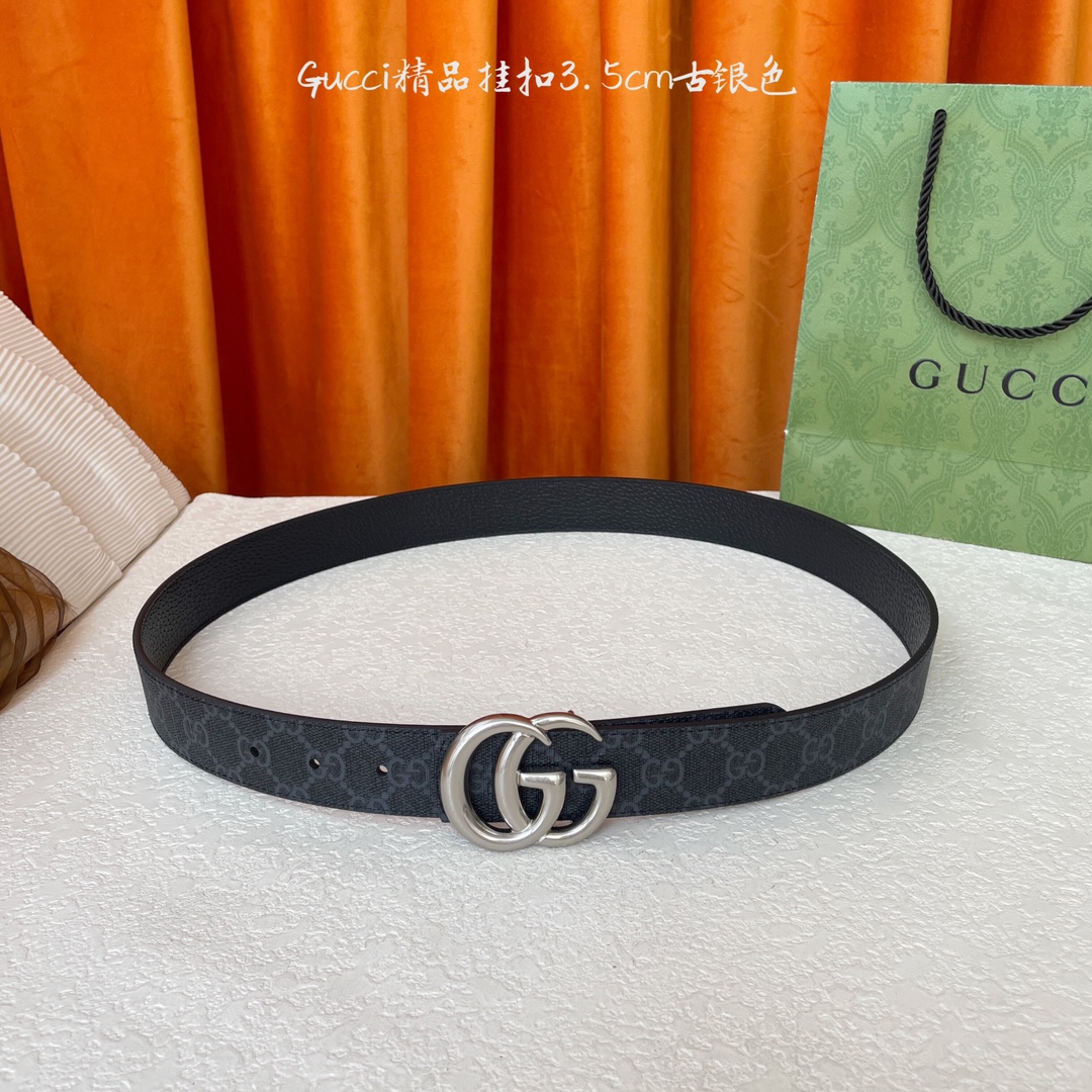   Gucci 经典款Pvc印花面 搭配原版猪皮纹皮底 精品挂扣 宽3.5Cm  经典永不过时款 潮流大