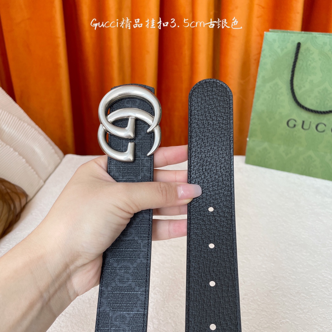   Gucci 经典款Pvc印花面 搭配原版猪皮纹皮底 精品挂扣 宽3.5Cm  经典永不过时款 潮流大