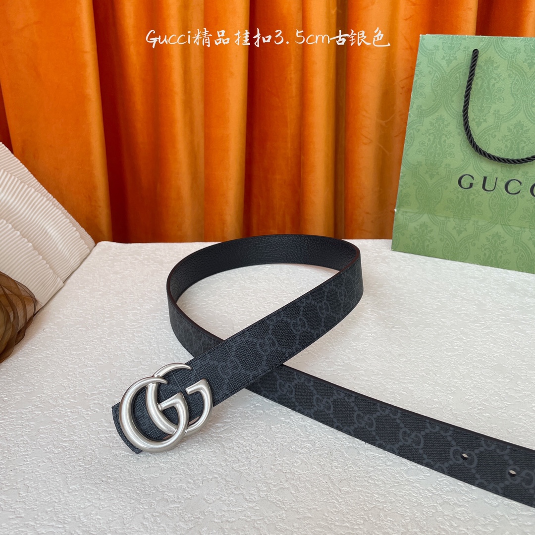   Gucci 经典款Pvc印花面 搭配原版猪皮纹皮底 精品挂扣 宽3.5Cm  经典永不过时款 潮流大