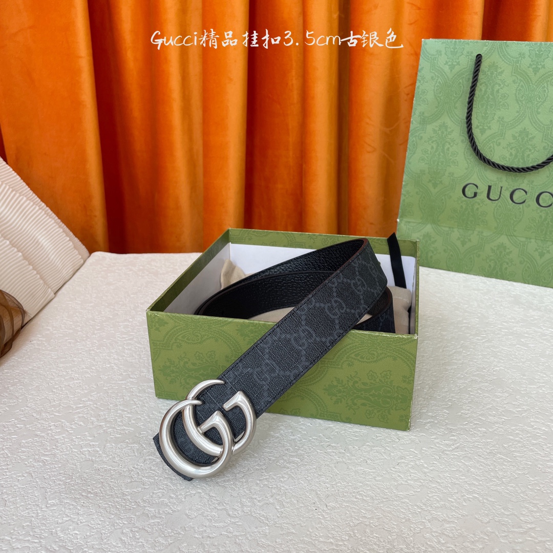   Gucci 经典款Pvc印花面 搭配原版猪皮纹皮底 精品挂扣 宽3.5Cm  经典永不过时款 潮流大